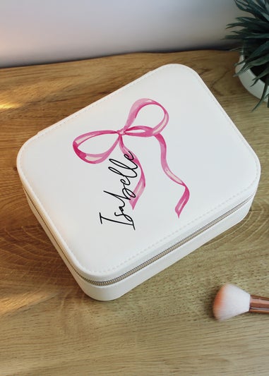 Personalised Memento Company White Bow Travel Jewellery Box