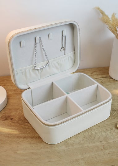 Personalised Memento Company White Bow Travel Jewellery Box