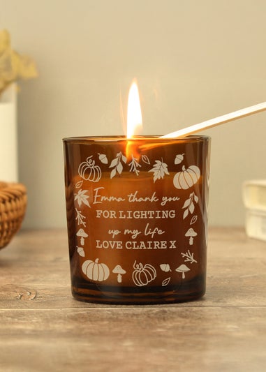 Personalised Memento Company Brown Pumpkins Amber Glass Candle