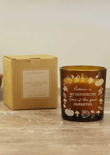 Personalised Memento Company Brown Pumpkins Amber Glass Candle