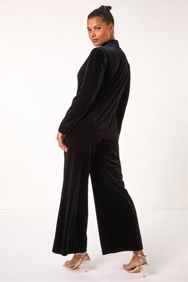 Roman Black Velvet Double Breasted Blazer