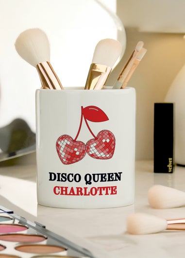 Personalised Memento Company White Cherry Make Up Brush Holder