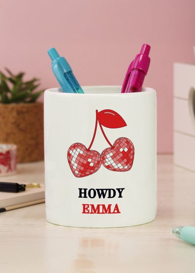 Personalised Memento Company White Cherry Make Up Brush Holder