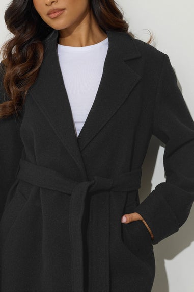 PixieGirl Petite Black Wrap Belt Coat