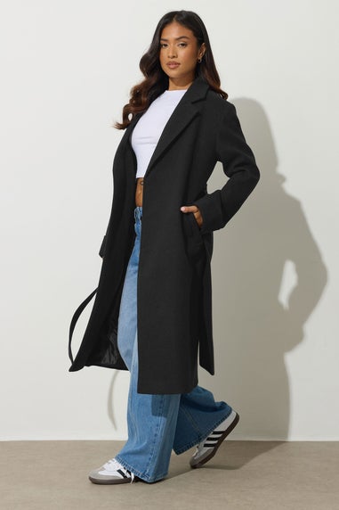 PixieGirl Petite Black Wrap Belt Coat