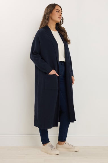 Evans Curve  Navy Blue Longline Coatigan