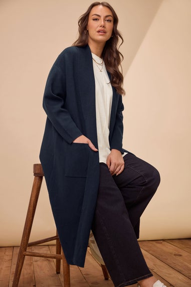 Evans Curve  Navy Blue Longline Coatigan