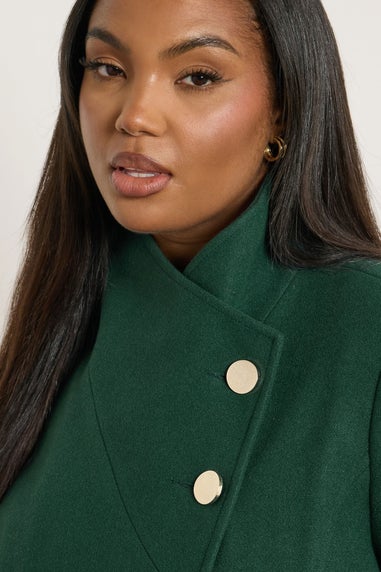 Yours Curve Dark Green Formal Wrap Coat