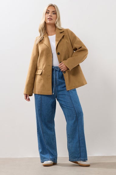 Yours Curve Brown Faux Suede Blazer