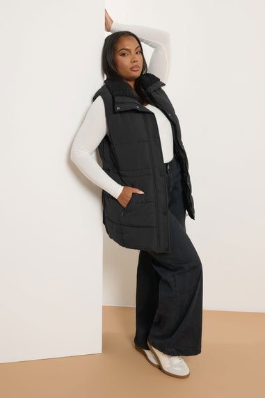 Yours Curve Black Padded Gilet