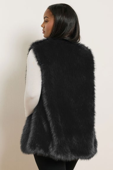 Yours Curve Black Faux Fur Gilet