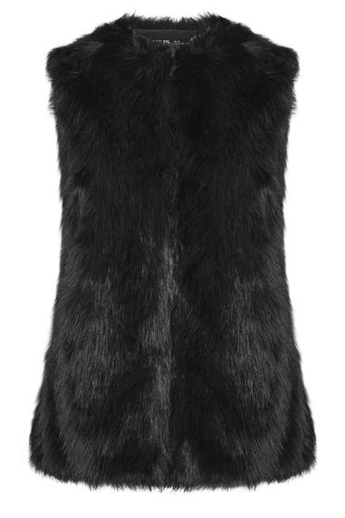Yours Curve Black Faux Fur Gilet