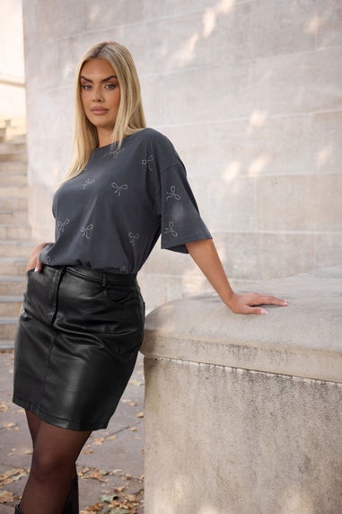 Yours Curve Black Faux Leather Mini Skirt