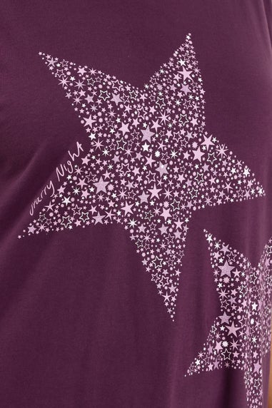 Yours Curve Burgundy Red 'Starry Night' Midaxi Nightdress