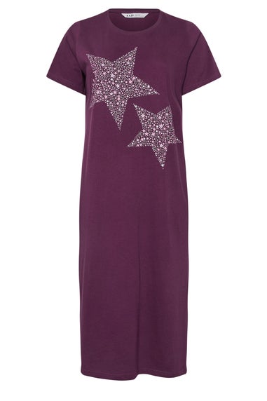 Yours Curve Burgundy Red 'Starry Night' Midaxi Nightdress