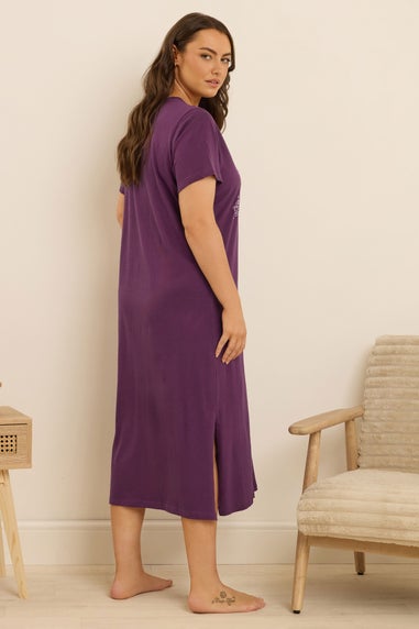 Yours Curve Burgundy Red 'Starry Night' Midaxi Nightdress