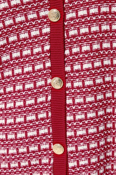 Yours Limited Curve Red Boucle Cardigan