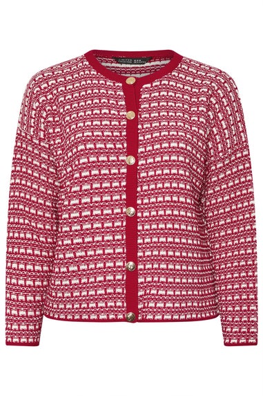 Yours Limited Curve Red Boucle Cardigan
