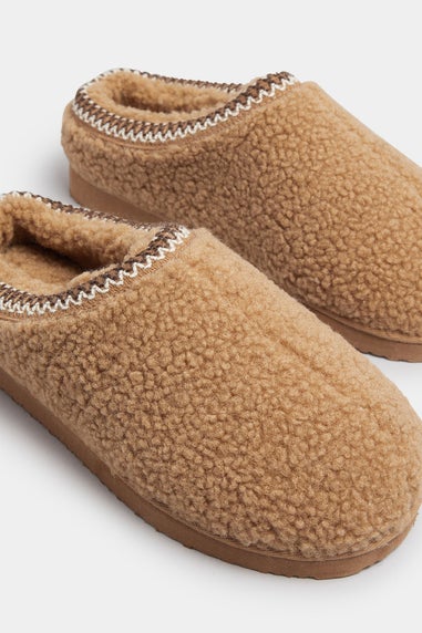 Yours Tan Brown Borg Stitch Mules