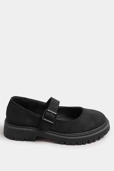 Yours Black Faux Suede Chunky Mary Jane Shoes In Wide E Fit & Extra Wide EEE Fit