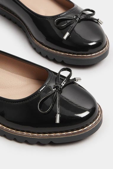 Yours Black Patent Ballet Pumps In Wide E Fit & Extra Wide EEE Fit