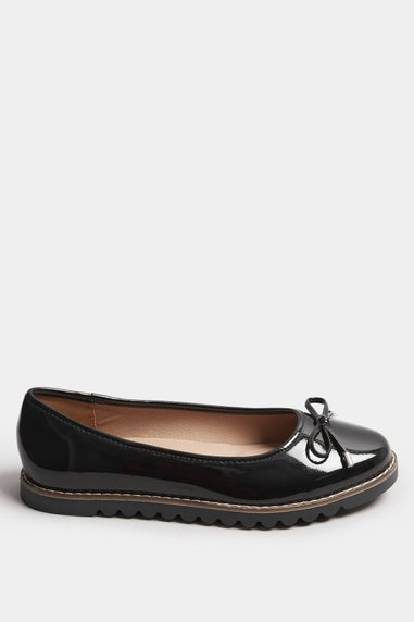 Yours Black Patent Ballet Pumps In Wide E Fit & Extra Wide EEE Fit