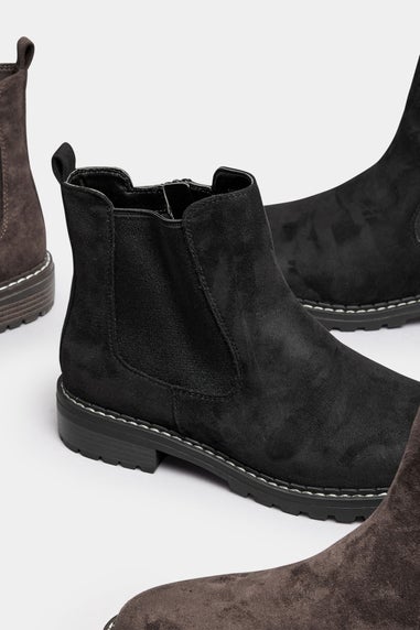 Yours Black Faux Suede Chelsea Boots In Wide E & Extra Wide EEE Fit