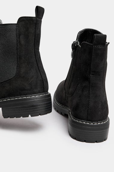 Yours Black Faux Suede Chelsea Boots In Wide E & Extra Wide EEE Fit