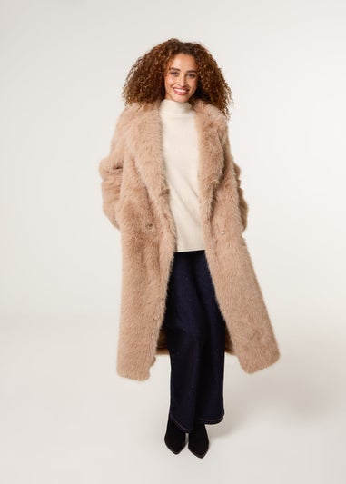 Blue Vanilla Beige Long Fluffy Coat