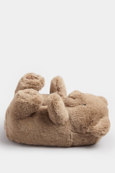 Yours Brown Faux Fur Teddy Bear Slippers