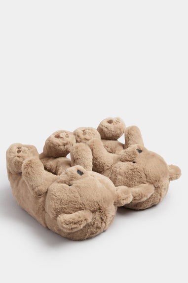 Yours Brown Faux Fur Teddy Bear Slippers