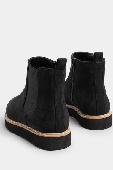 Yours Black Faux Suede Contrast Trim Chelsea Boots In Extra Wide EEE Fit