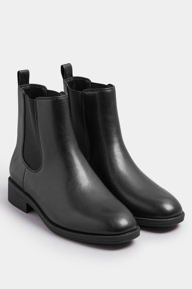Yours Black Faux Leather Chelsea Ankle Boots In Wide E Fit & Extra Wide EEE Fit