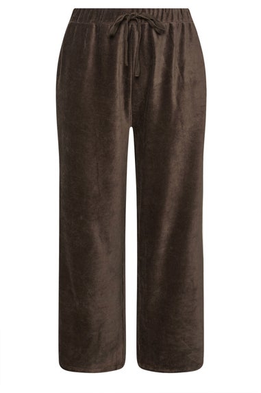 Yours Curve Brown Cord Drawstring Wide Leg Trousers