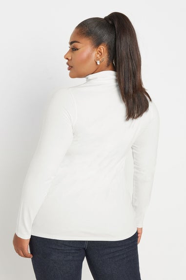 Yours Curve White Long Sleeve Turtle Neck Top