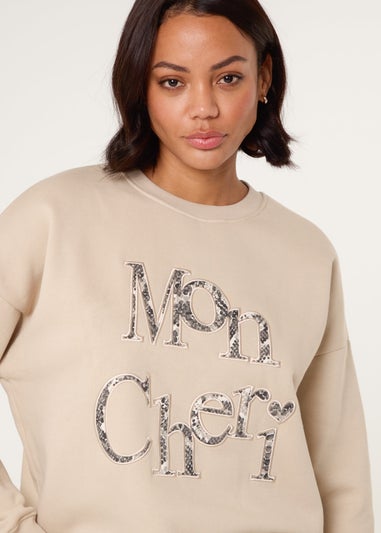 Blue Vanilla Stone Slogan Mon Cheri Snake Sweatshirt