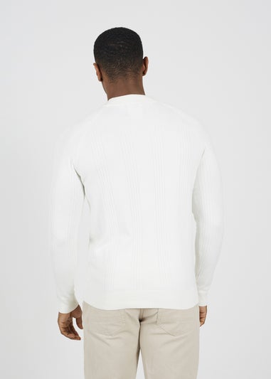 Brave Soul White Long Sleeve Ribbed Raglan Jumper