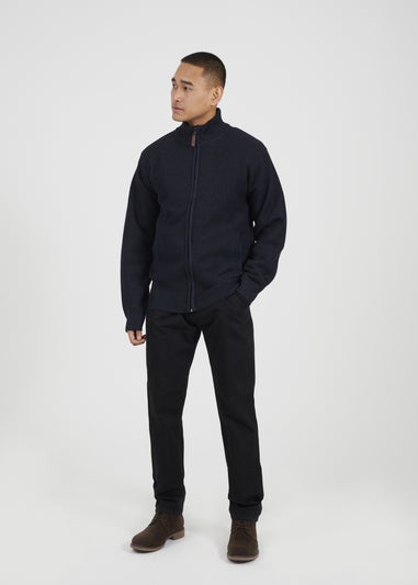 Brave Soul Navy Funnel Neck Jumper with Fleece Lining