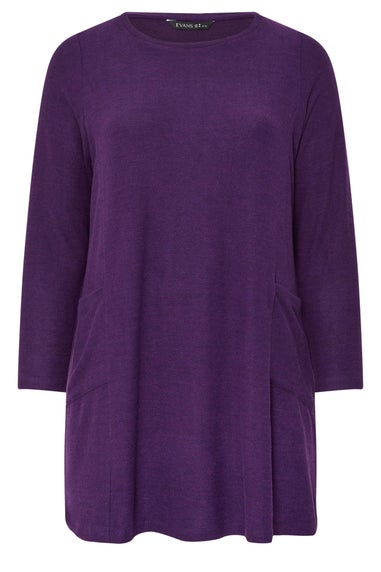 Evans Curve Purple Pocket Front Tunic Jumper