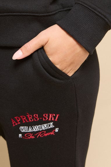 PixieGirl Petite Black 'Apres Ski' Slogan Cuffed Jogger