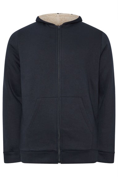 BadRhino Navy Blue Borg Lined Zip Through Hoodie