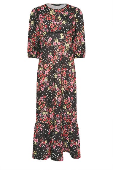 PixieGirl Petite Black Spot & Floral Print Maxi Dress