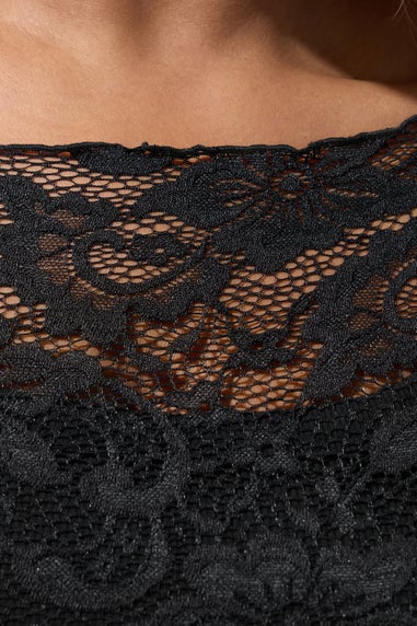 Yours Limited Black Lace Long Sleeve Top