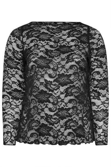Yours Limited Black Lace Long Sleeve Top