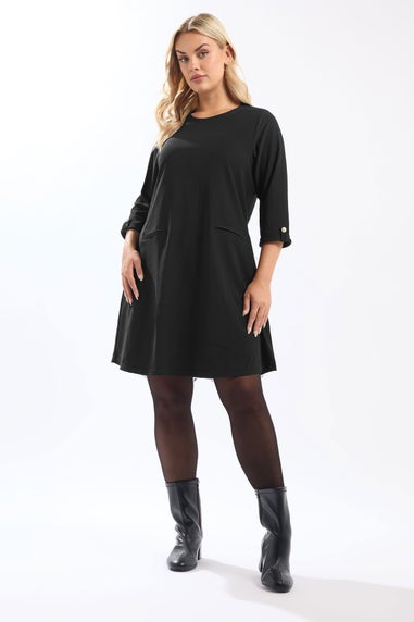 Yours Curve Black Ribbed Mini Shift Dress