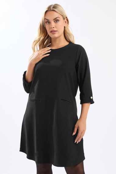 Yours Curve Black Ribbed Mini Shift Dress