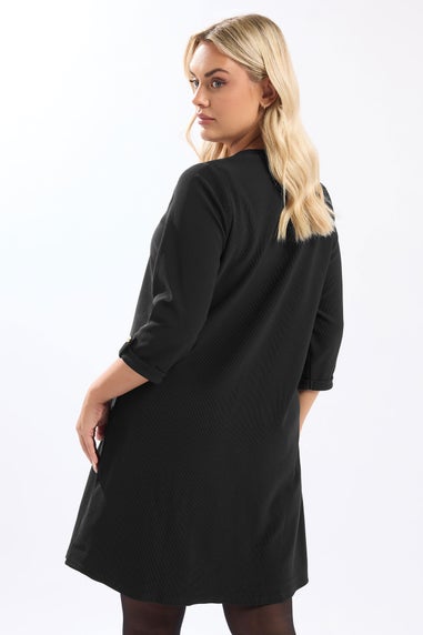 Yours Curve Black Ribbed Mini Shift Dress
