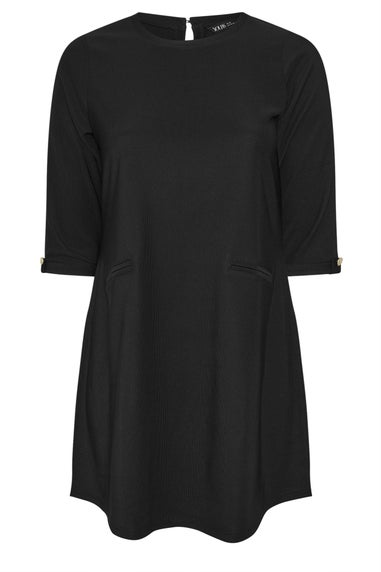 Yours Curve Black Ribbed Mini Shift Dress