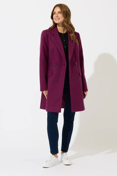 M&Co Berry Red Double Breasted Midi Coat