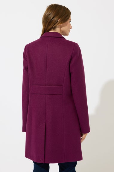 M&Co Berry Red Double Breasted Midi Coat